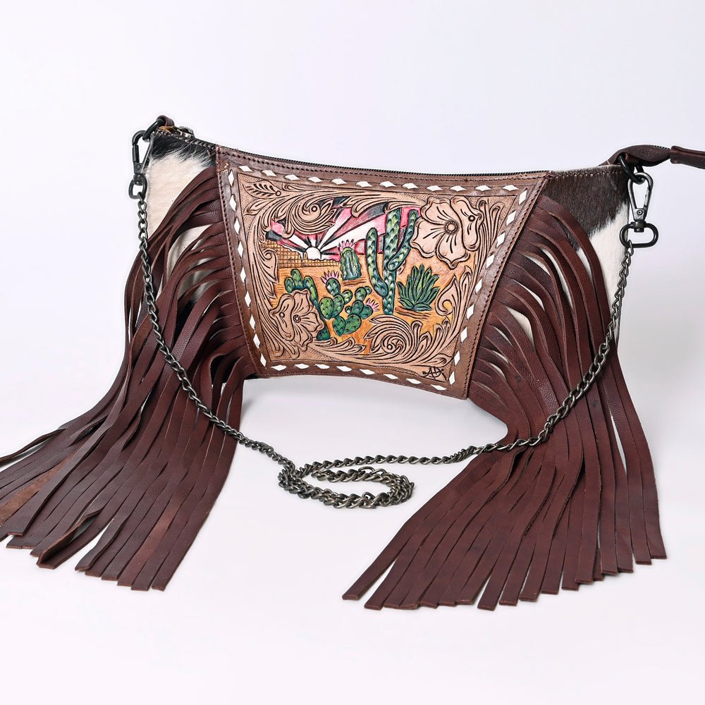American Darling Crossbody Hand Tooled Hair-On Genuine Leather