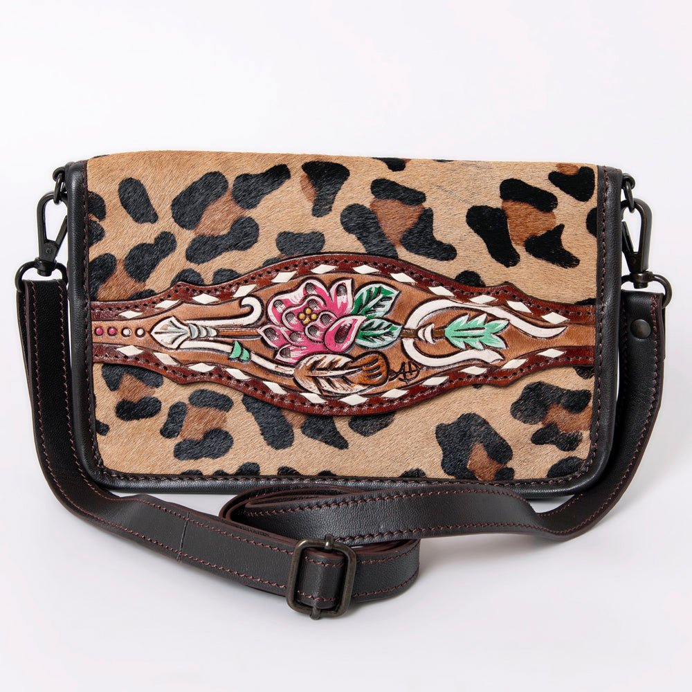 American Darling Crossbody Hand Tooled Hair-On Genuine Leather