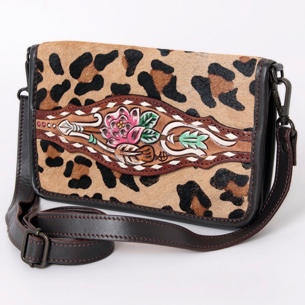 American Darling Crossbody Hand Tooled Hair-On Genuine Leather