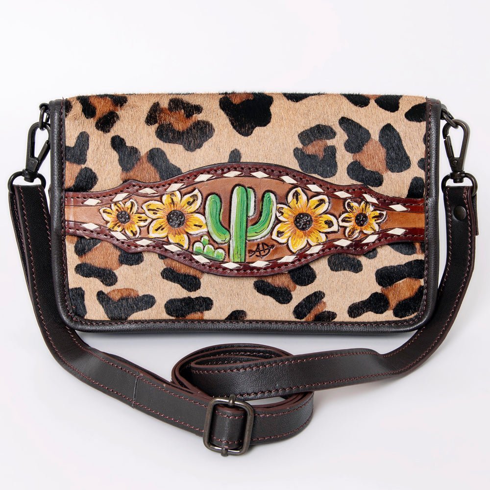 American Darling Crossbody Hand Tooled Hair-On Genuine Leather
