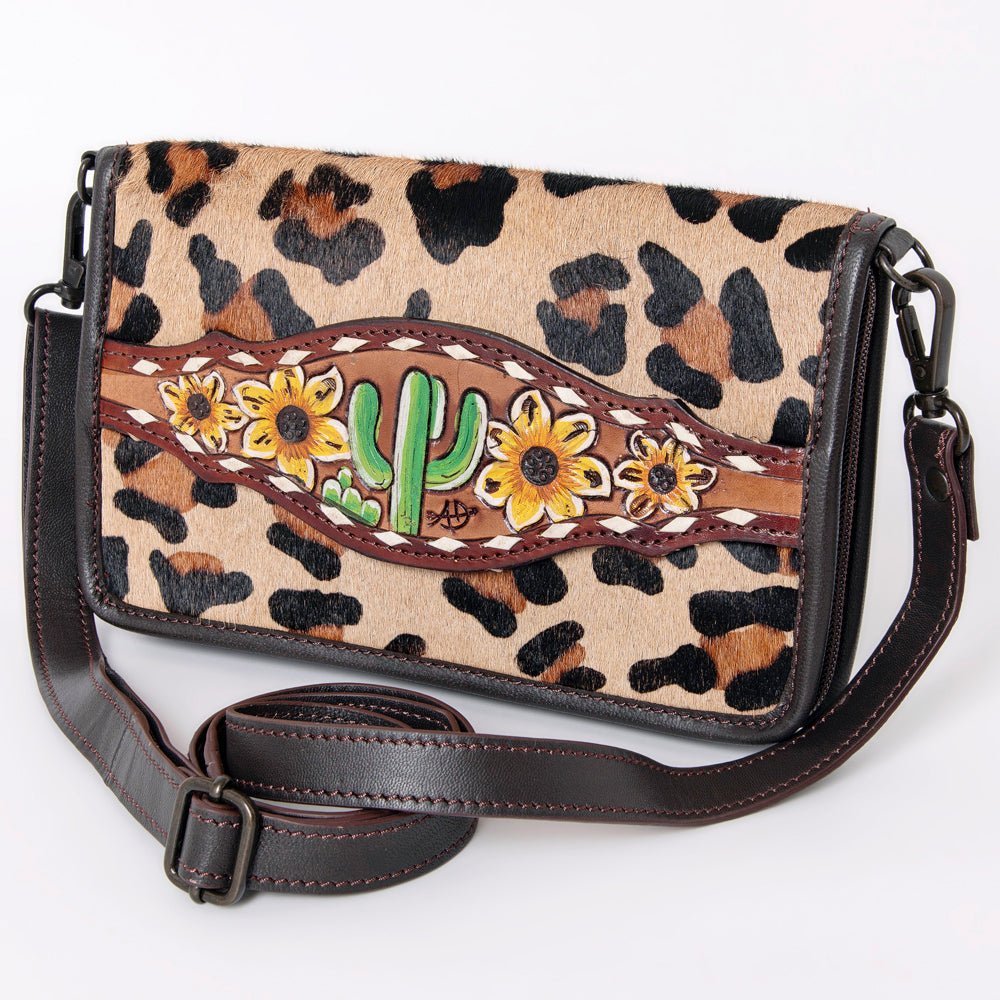 American Darling Crossbody Hand Tooled Hair-On Genuine Leather