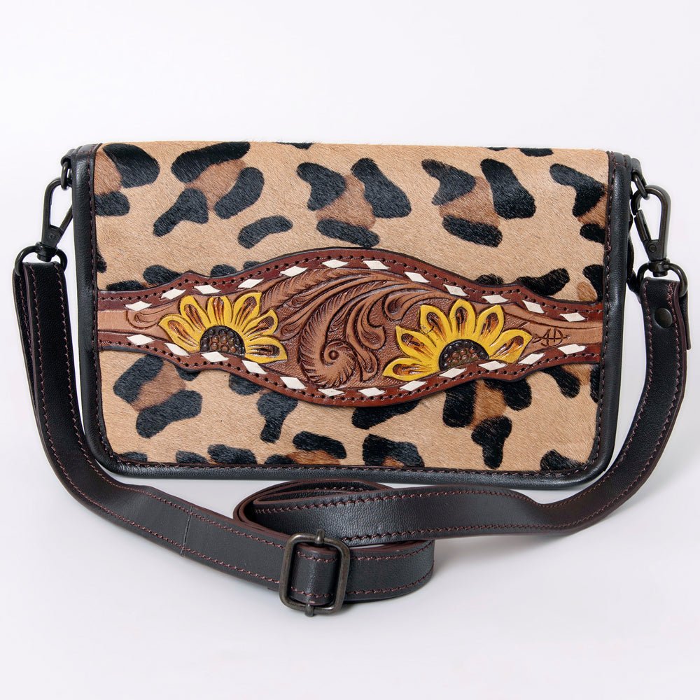 American Darling Crossbody Hand Tooled Hair-On Genuine Leather