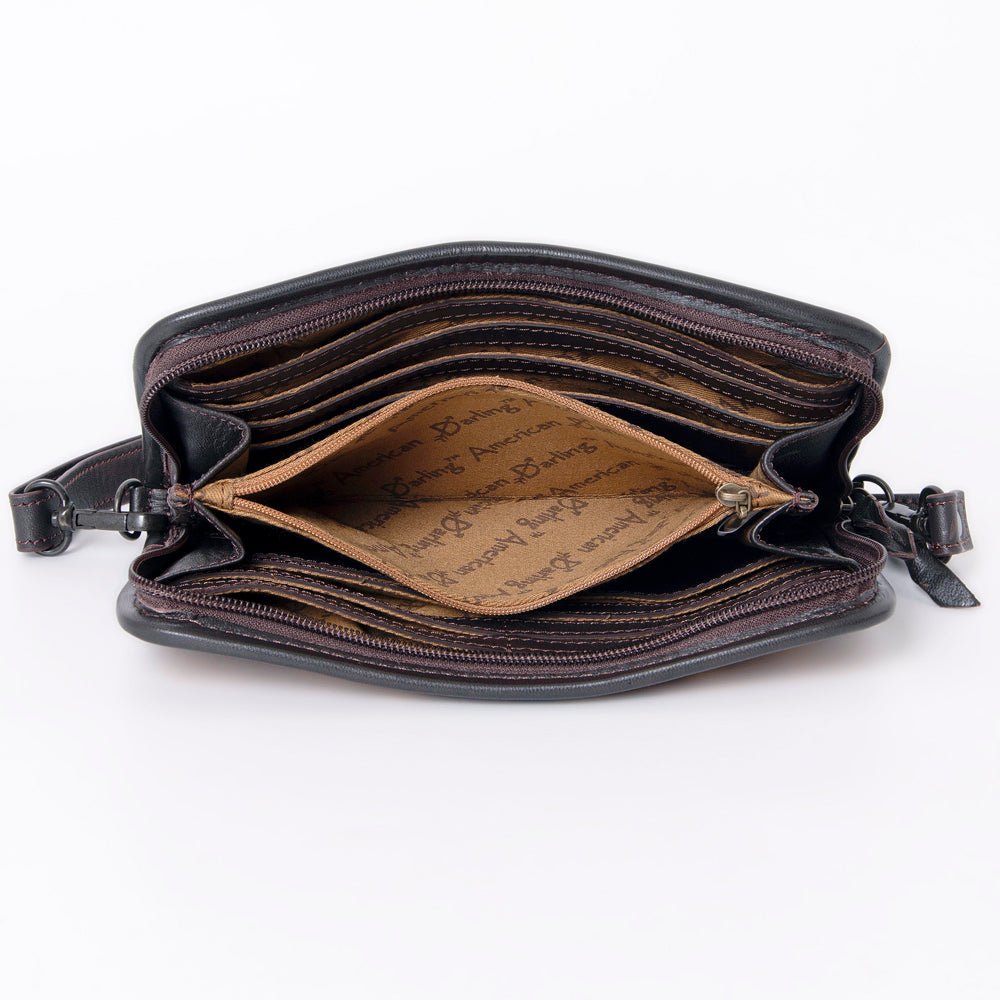 American Darling Crossbody Hand Tooled Hair-On Genuine Leather