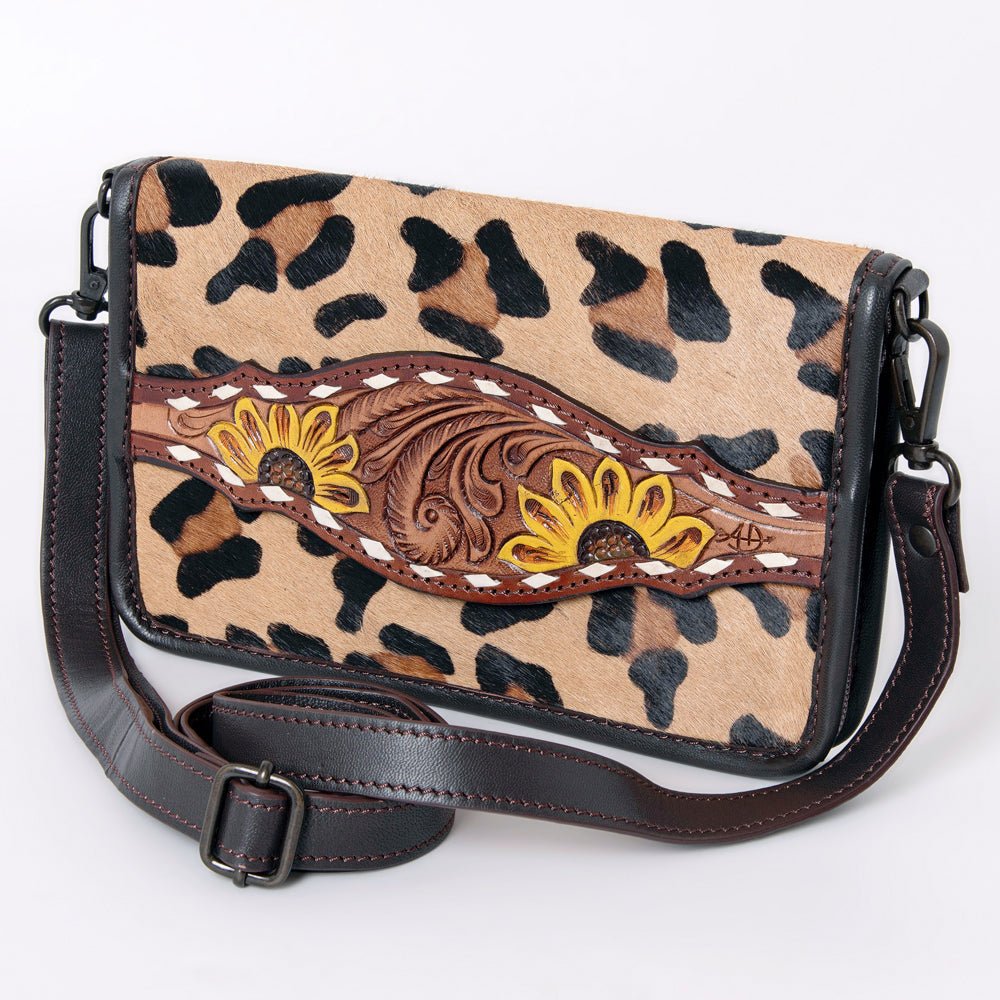 American Darling Crossbody Hand Tooled Hair-On Genuine Leather