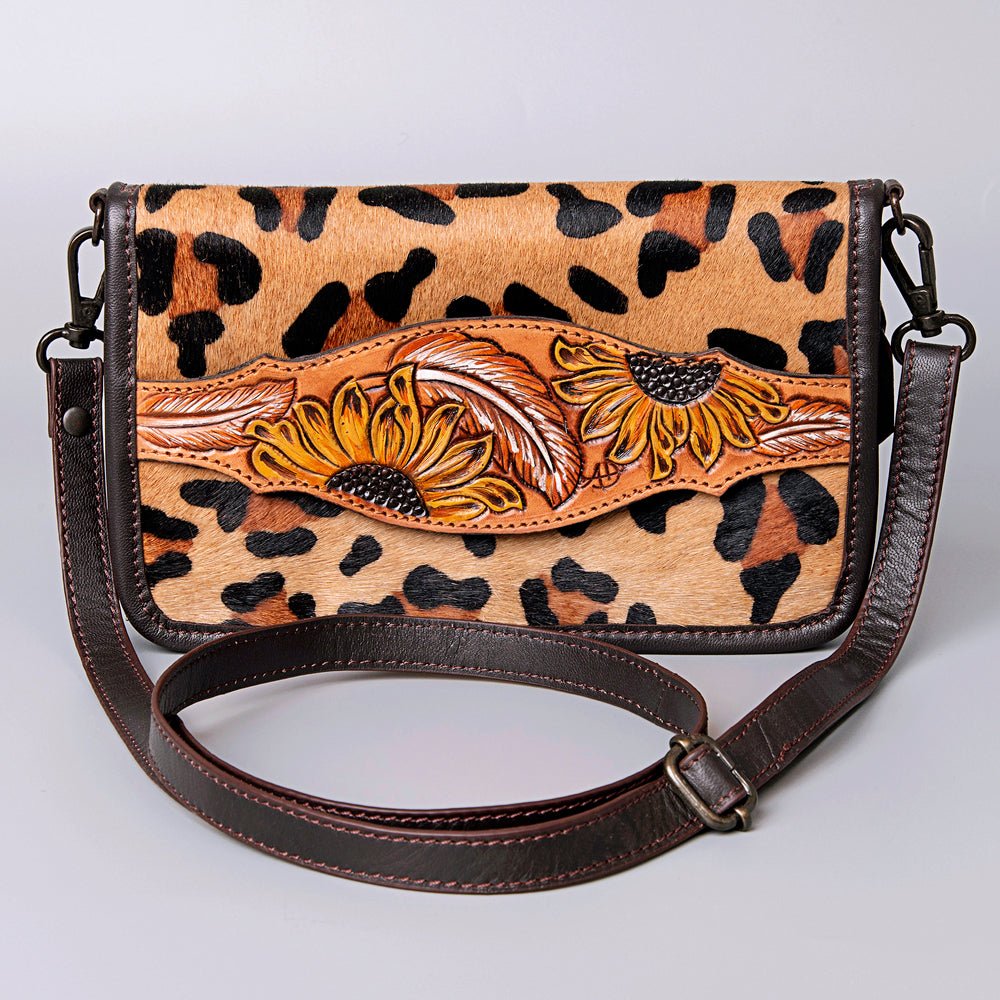 American Darling Crossbody Hand Tooled Hair-On Genuine Leather