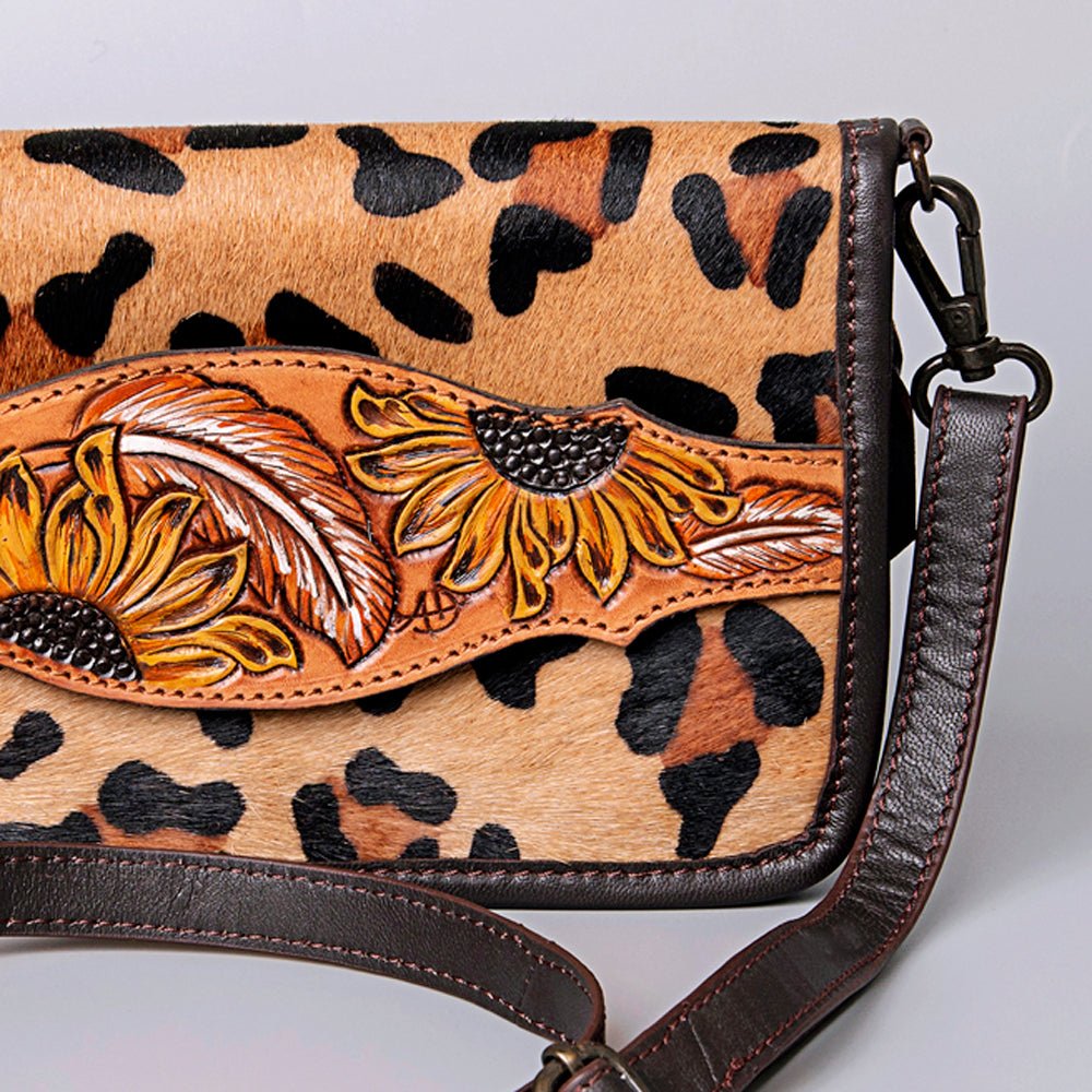 American Darling Crossbody Hand Tooled Hair-On Genuine Leather