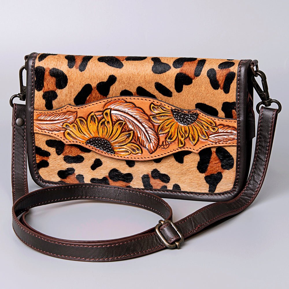 American Darling Crossbody Hand Tooled Hair-On Genuine Leather