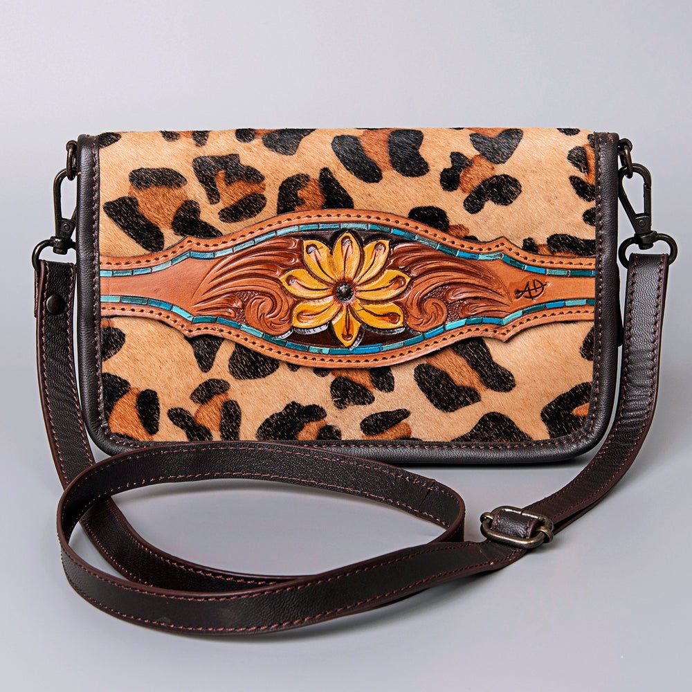 American Darling Crossbody Hand Tooled Hair-On Genuine Leather