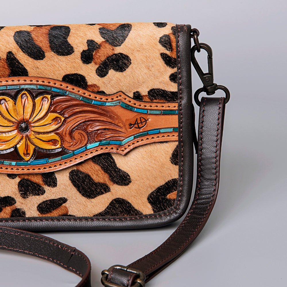 American Darling Crossbody Hand Tooled Hair-On Genuine Leather