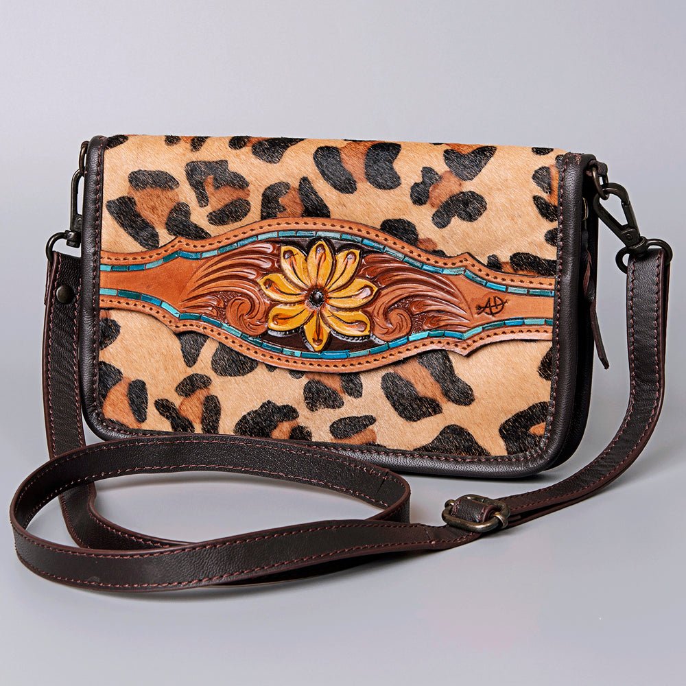 American Darling Crossbody Hand Tooled Hair-On Genuine Leather