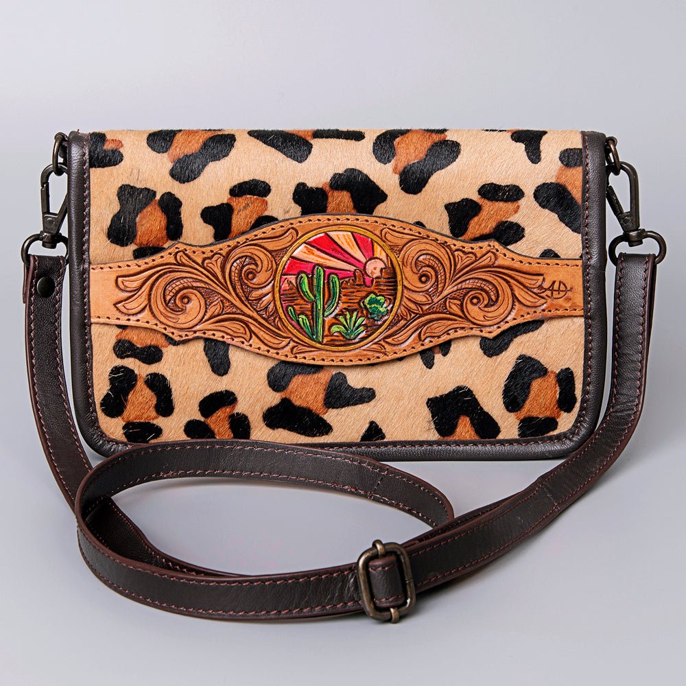 American Darling Crossbody Hand Tooled Hair-On Genuine Leather