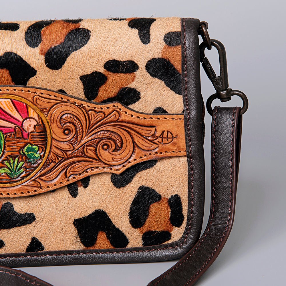 American Darling Crossbody Hand Tooled Hair-On Genuine Leather