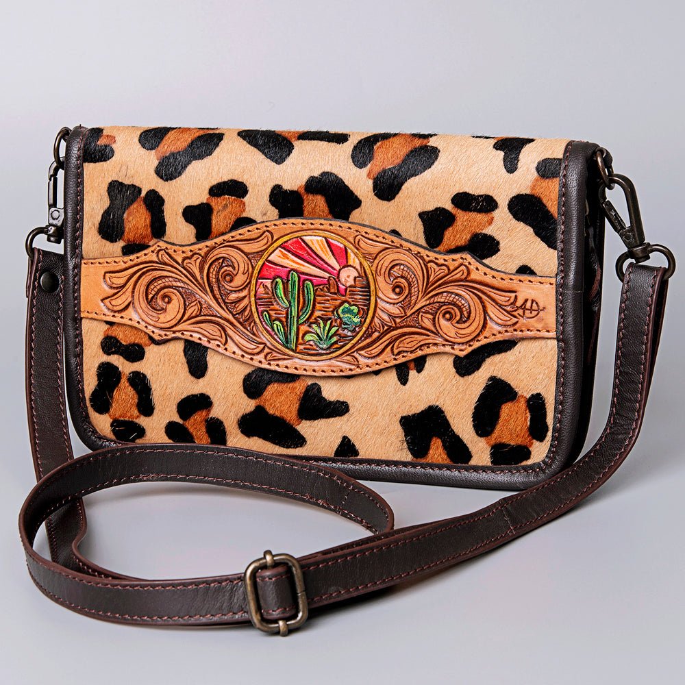 American Darling Crossbody Hand Tooled Hair-On Genuine Leather