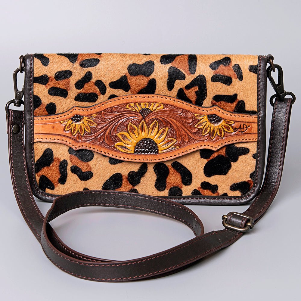 American Darling Crossbody Hand Tooled Hair-On Genuine Leather