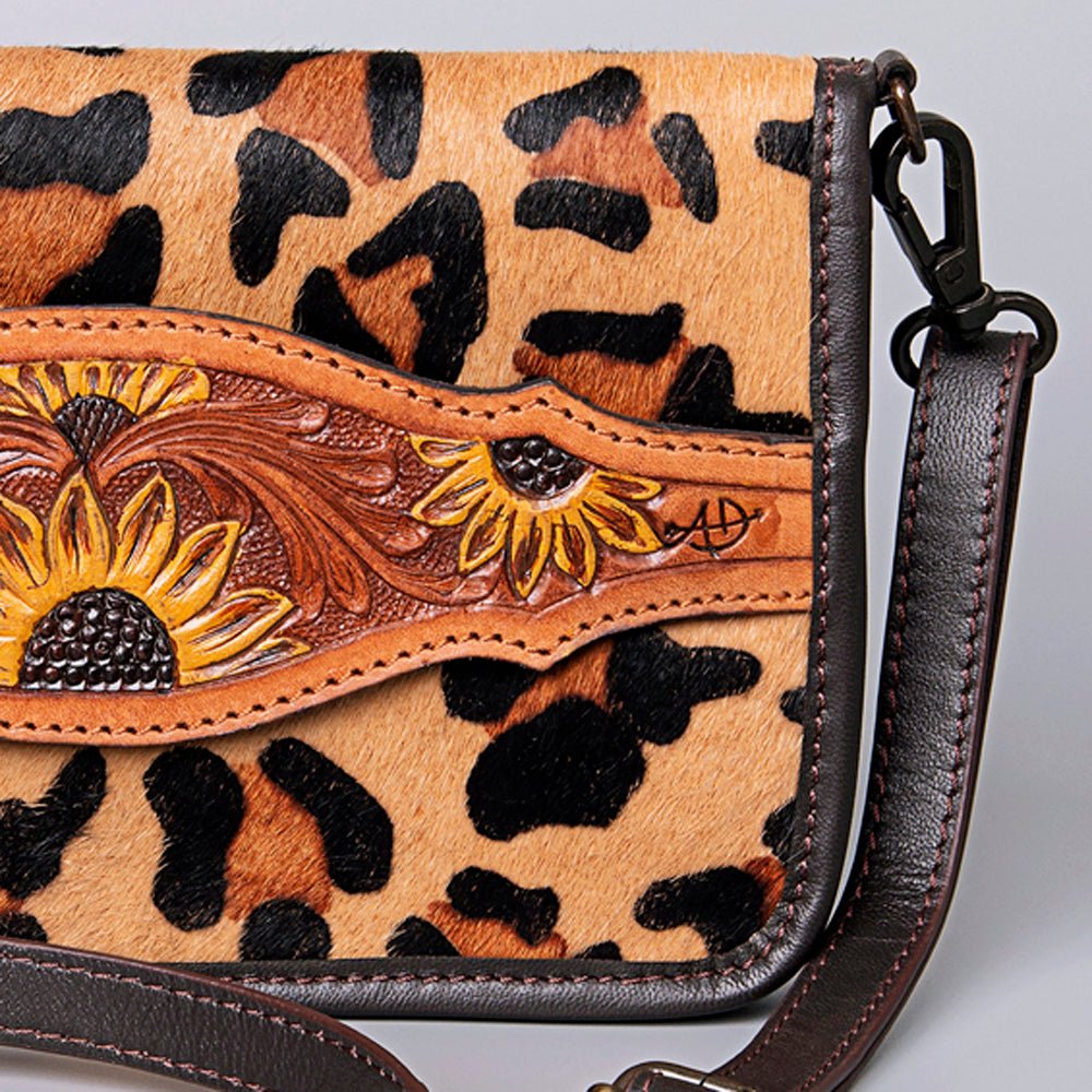 American Darling Crossbody Hand Tooled Hair-On Genuine Leather