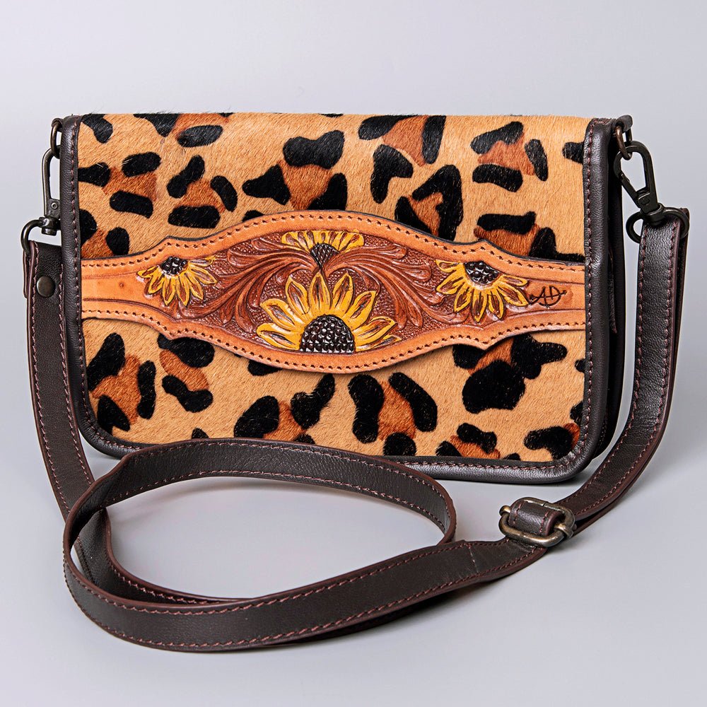 American Darling Crossbody Hand Tooled Hair-On Genuine Leather