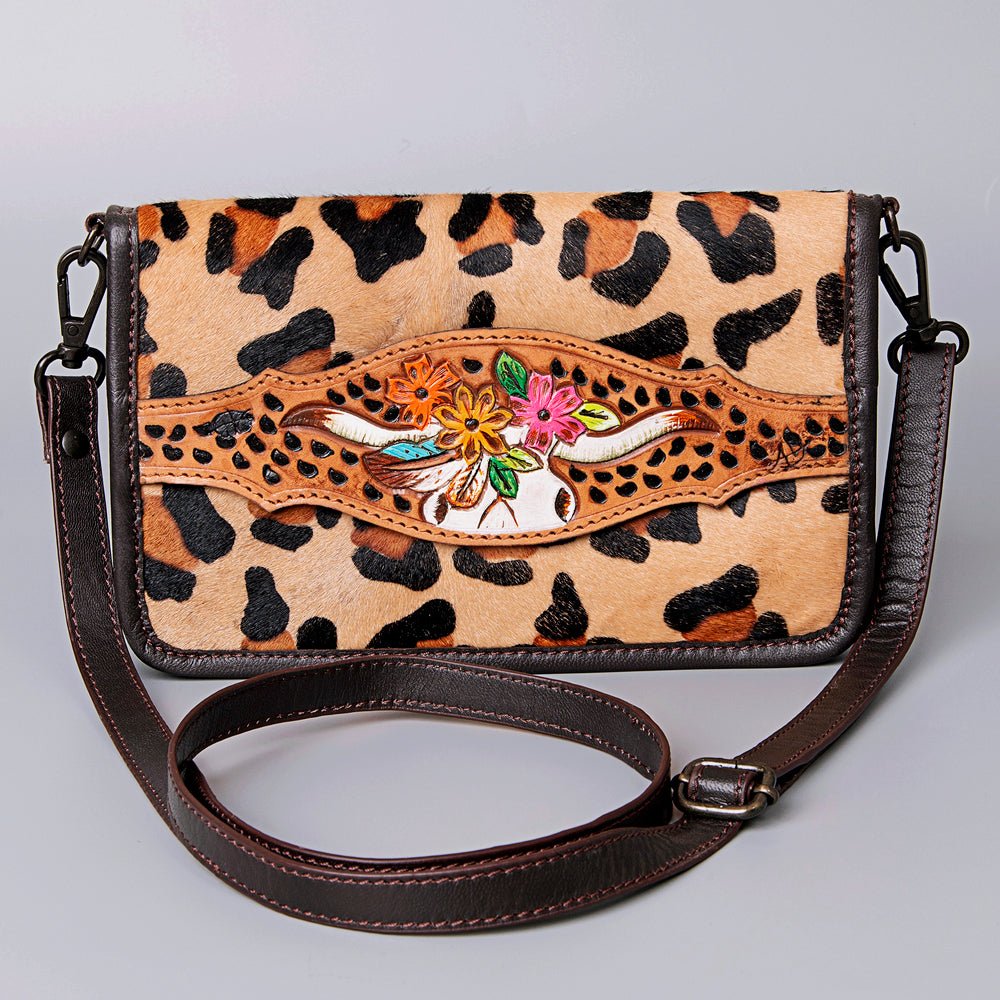 American Darling Crossbody Hand Tooled Hair-On Genuine Leather
