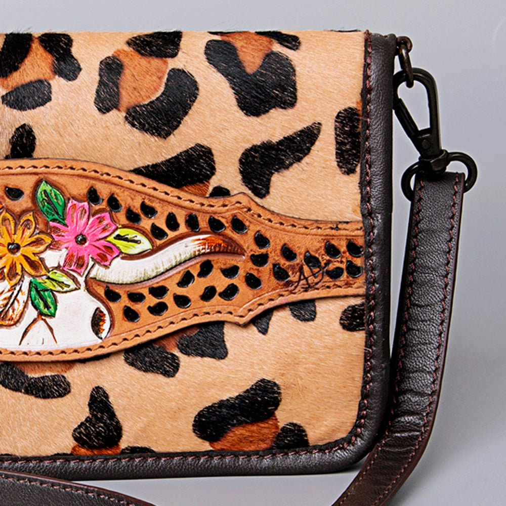American Darling Crossbody Hand Tooled Hair-On Genuine Leather