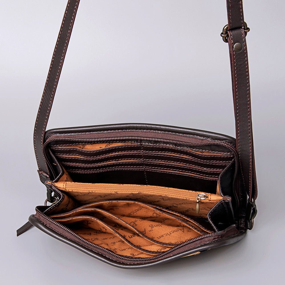 American Darling Crossbody Hand Tooled Hair-On Genuine Leather