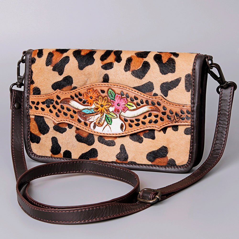 American Darling Crossbody Hand Tooled Hair-On Genuine Leather
