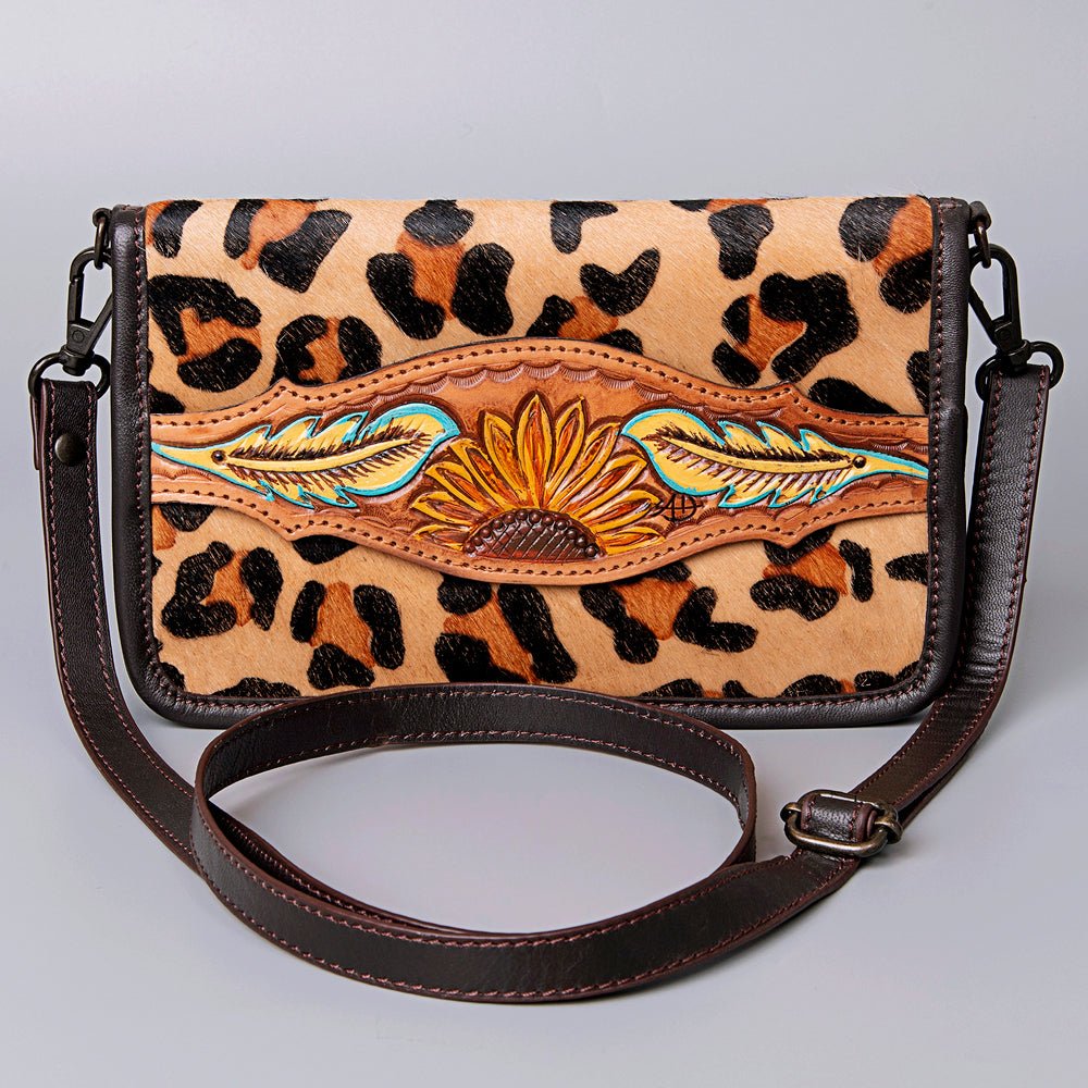 American Darling Crossbody Hand Tooled Hair-On Genuine Leather