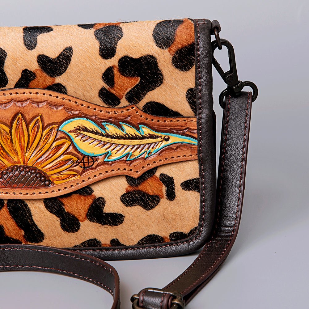 American Darling Crossbody Hand Tooled Hair-On Genuine Leather