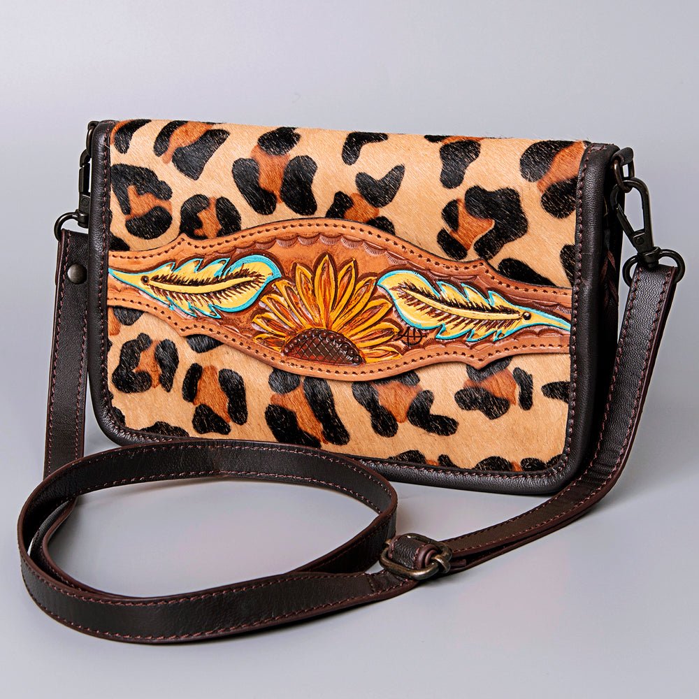 American Darling Crossbody Hand Tooled Hair-On Genuine Leather