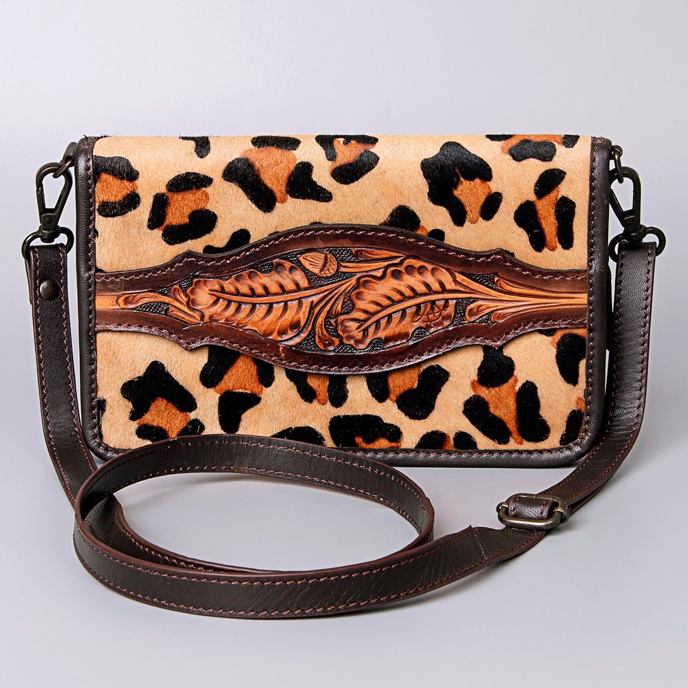 American Darling Crossbody Hand Tooled Hair-On Genuine Leather