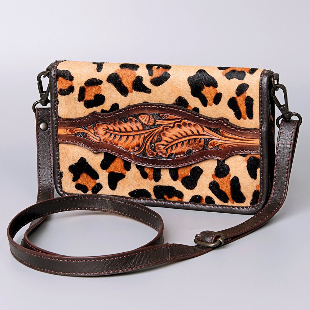 American Darling Crossbody Hand Tooled Hair-On Genuine Leather