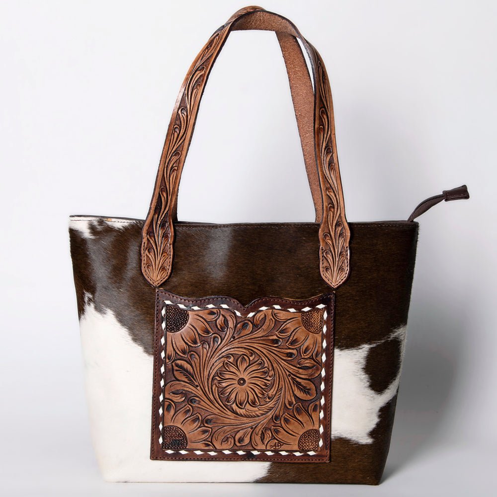 American Darling Tote Hand Tooled Hair-On Genuine Leather