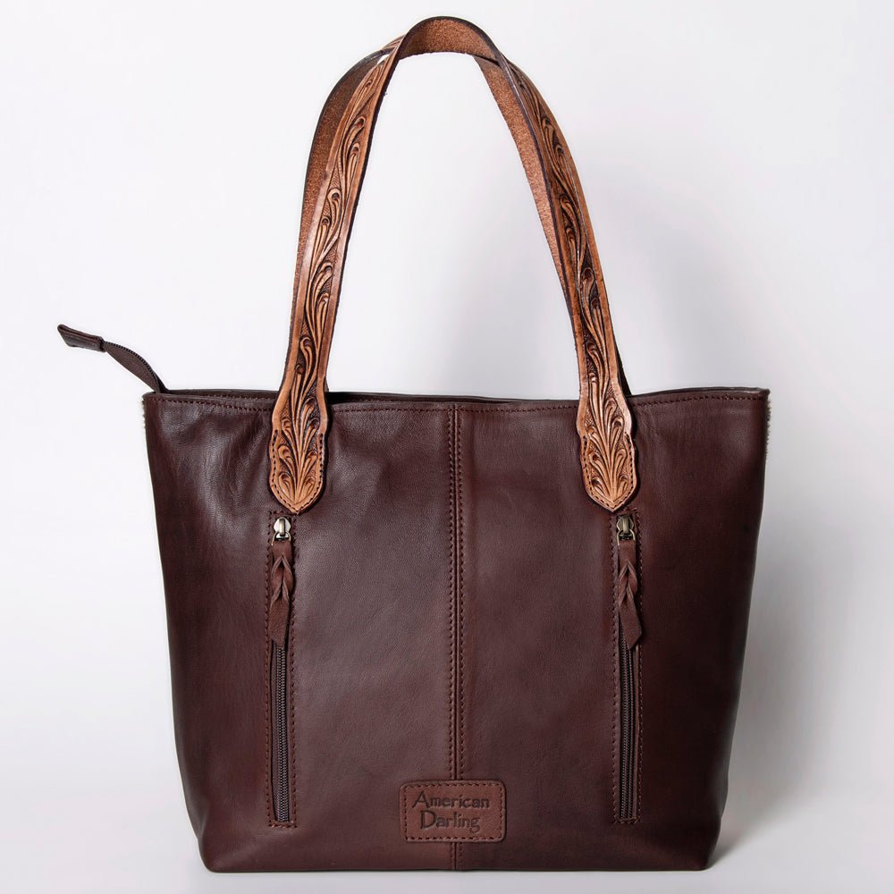 American Darling Tote Hand Tooled Hair-On Genuine Leather