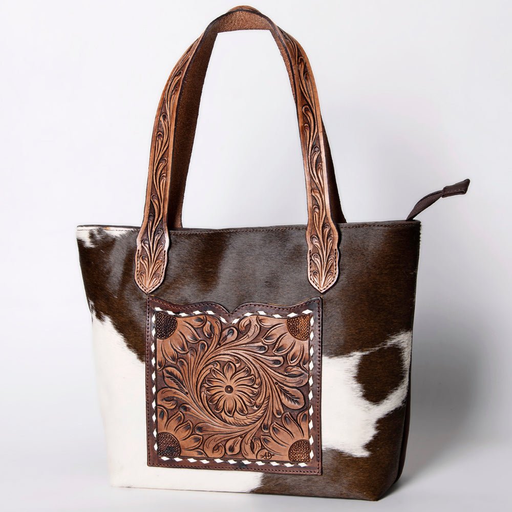 American Darling Tote Hand Tooled Hair-On Genuine Leather