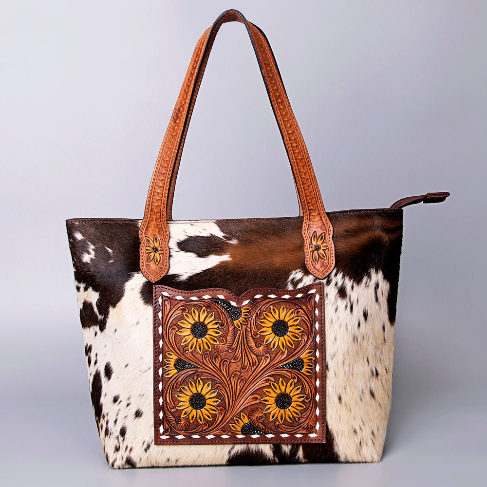 American Darling Tote Hand Tooled Hair-On Genuine Leather