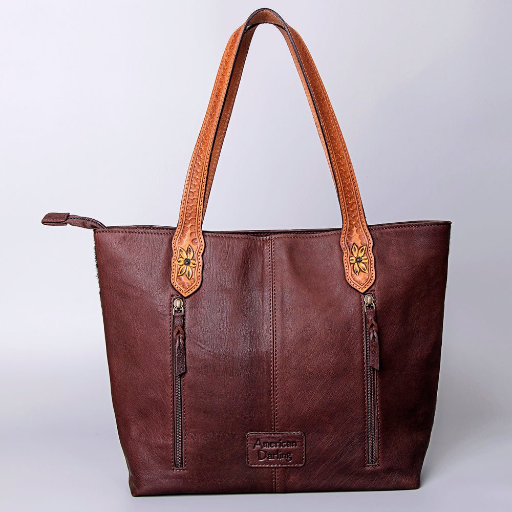 American Darling Tote Hand Tooled Hair-On Genuine Leather