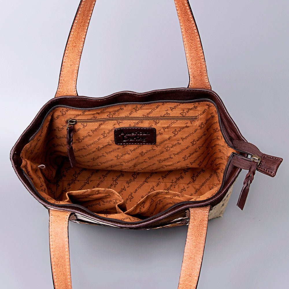 American Darling Tote Hand Tooled Hair-On Genuine Leather