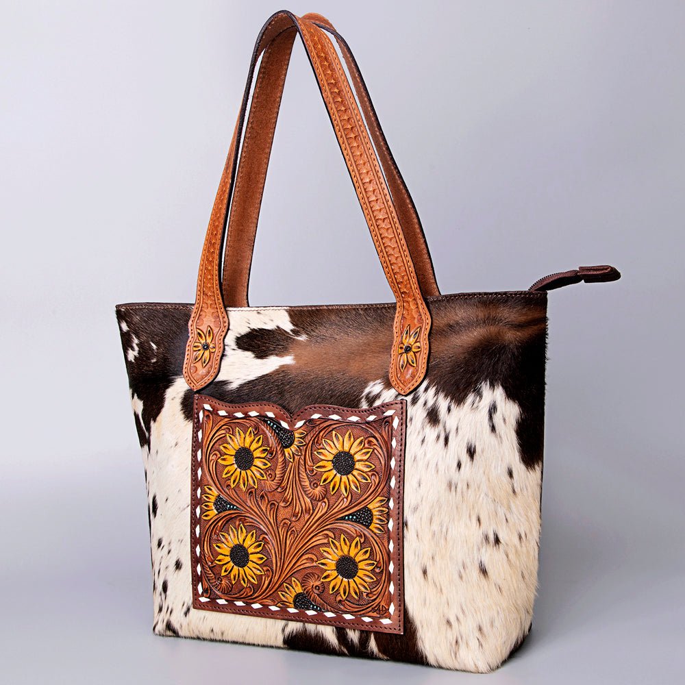 American Darling Tote Hand Tooled Hair-On Genuine Leather