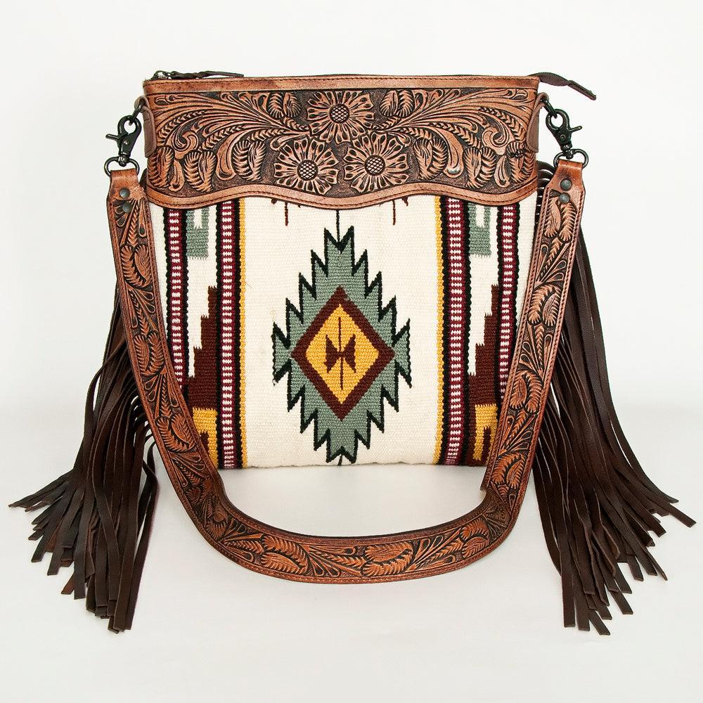American Darling Hand-Tooled Saddle Blanket Leather Crossbody Bag