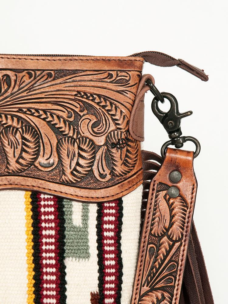American Darling Hand-Tooled Saddle Blanket Leather Crossbody Bag