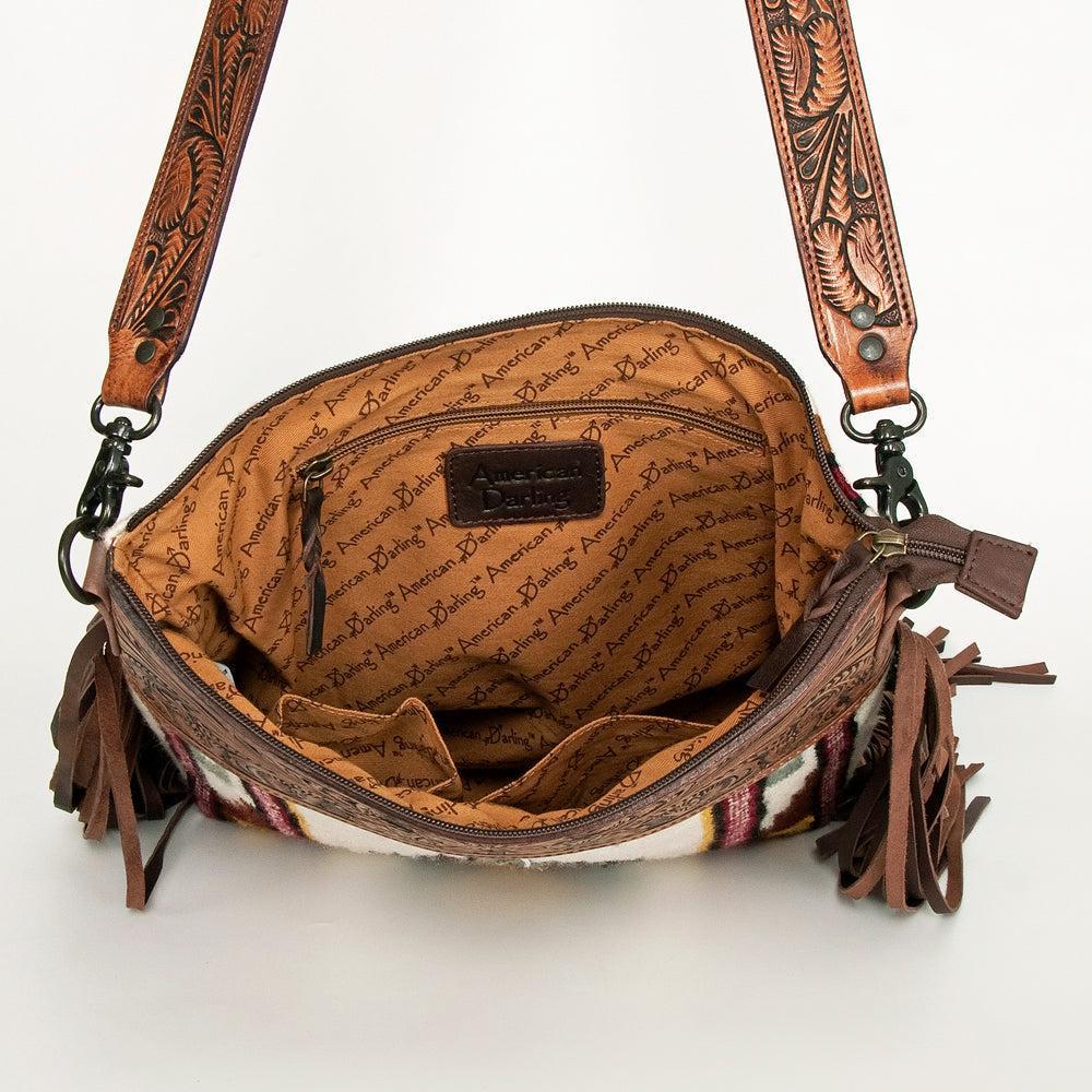 American Darling Hand-Tooled Saddle Blanket Leather Crossbody Bag