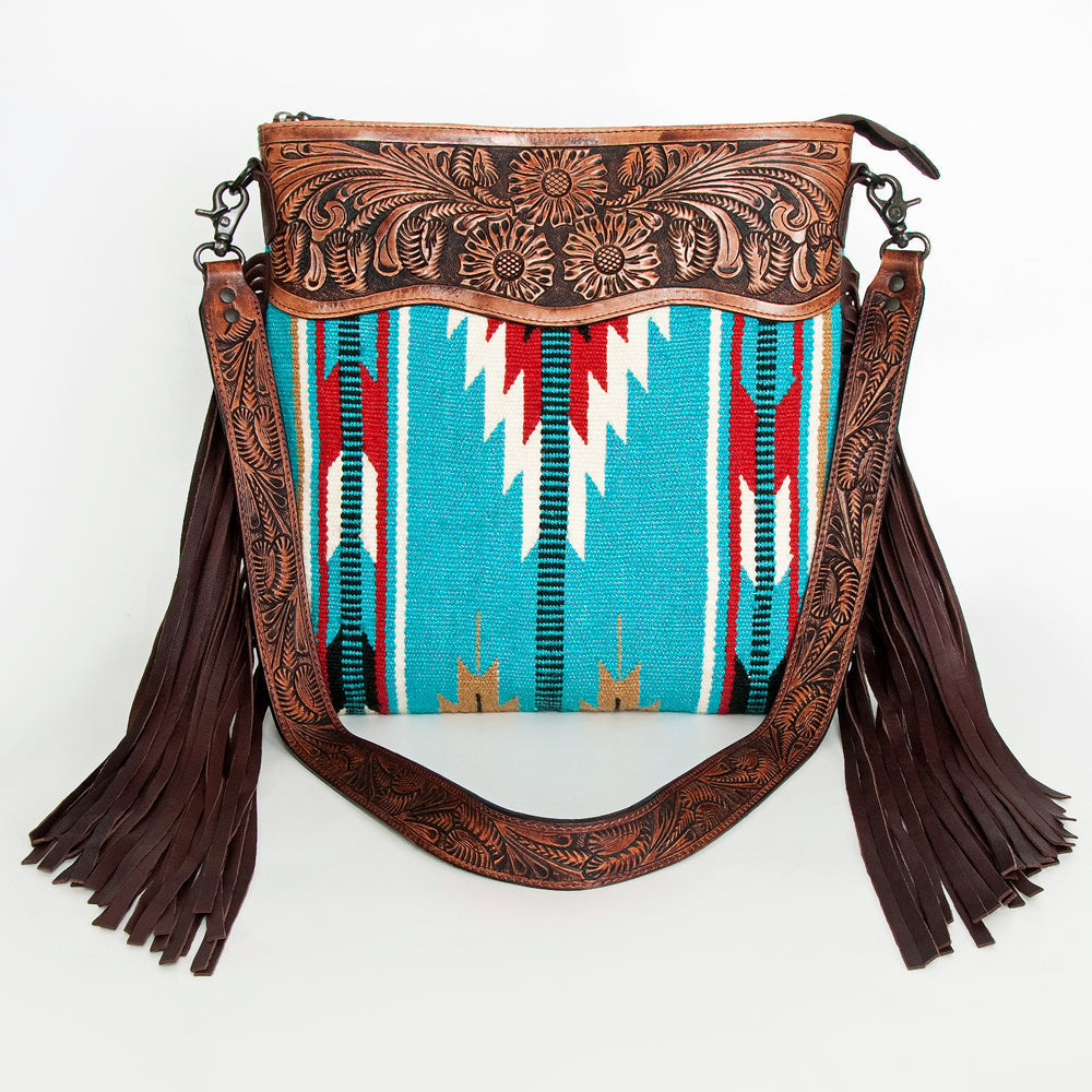 American Darling Hand-Tooled Saddle Blanket Leather Crossbody Bag