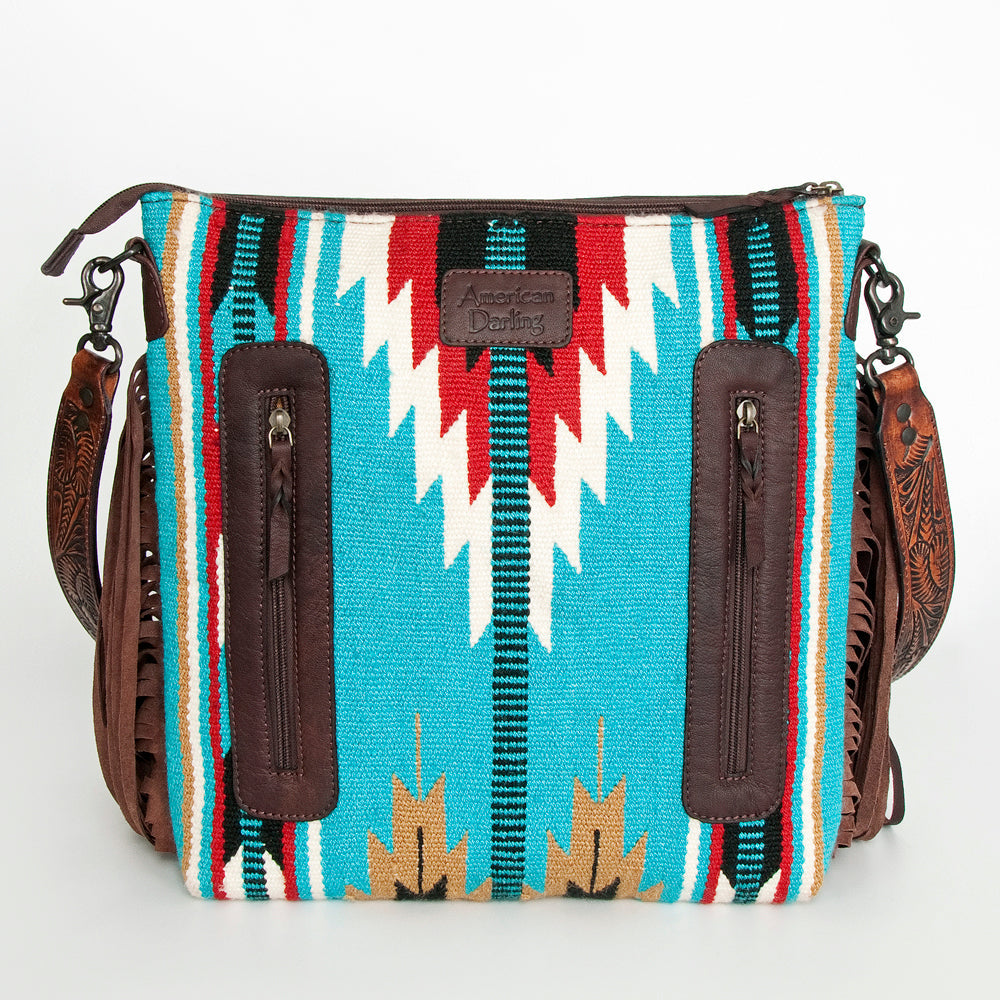 American Darling Hand-Tooled Saddle Blanket Leather Crossbody Bag