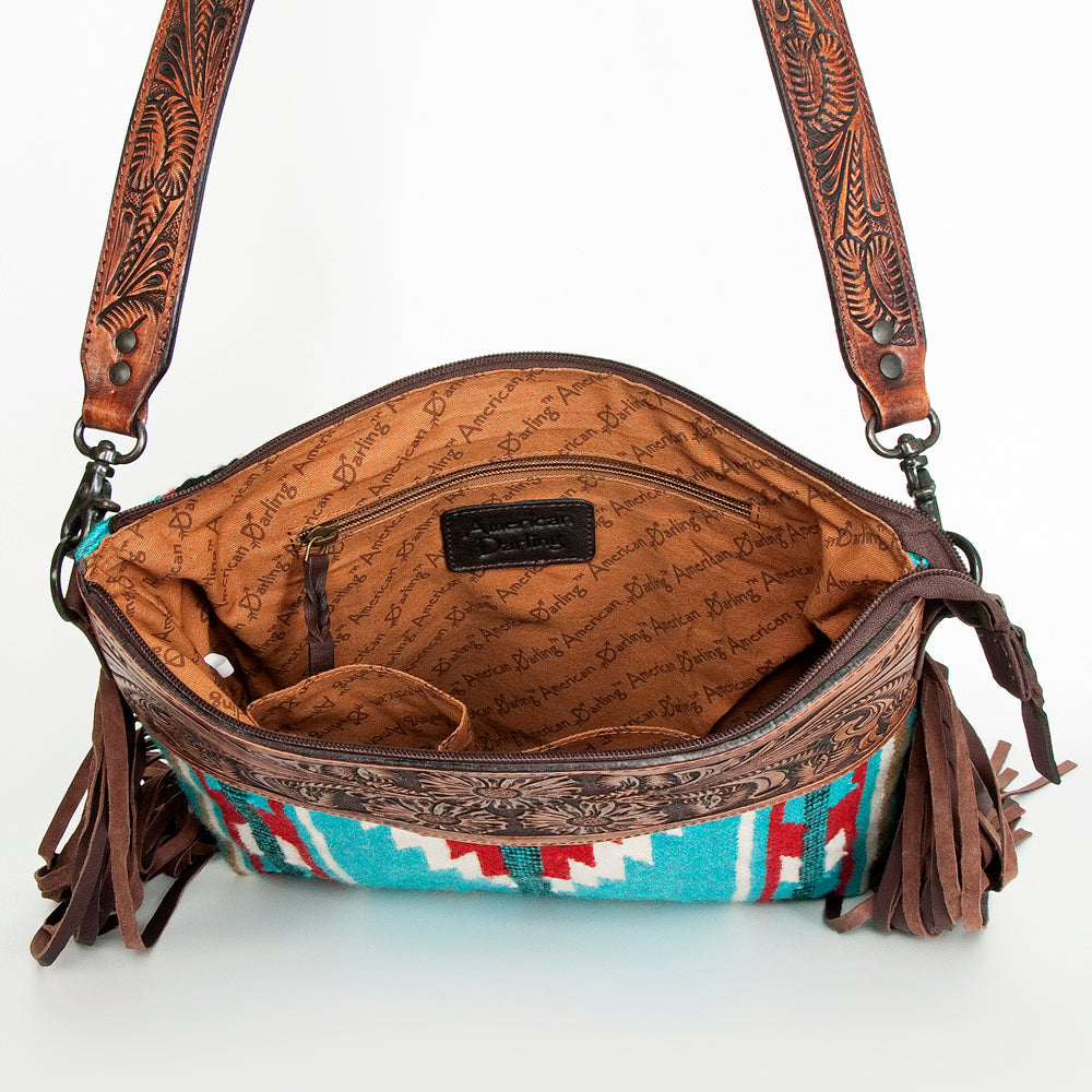 American Darling Hand-Tooled Saddle Blanket Leather Crossbody Bag