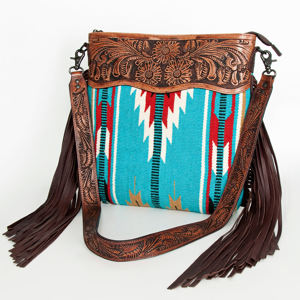 American Darling Hand-Tooled Saddle Blanket Leather Crossbody Bag
