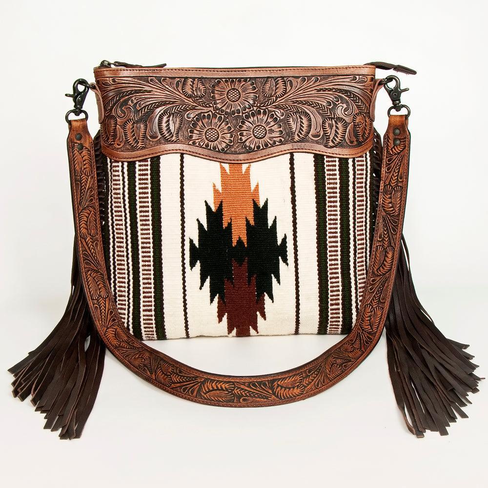 American Darling Hand-Tooled Saddle Blanket Leather Crossbody Bag