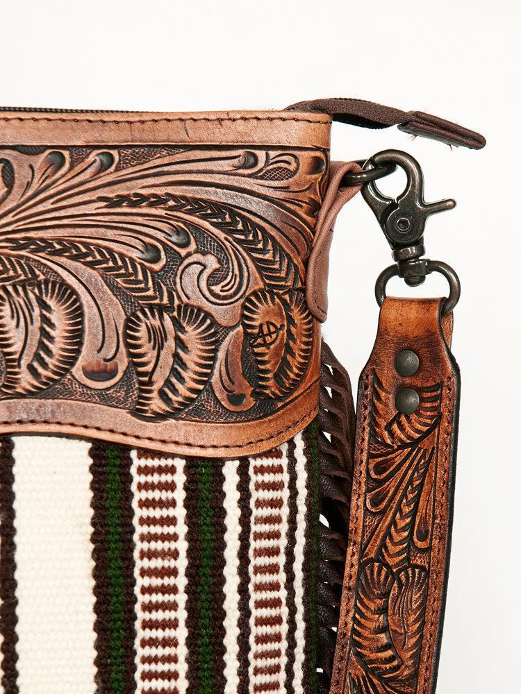 American Darling Hand-Tooled Saddle Blanket Leather Crossbody Bag