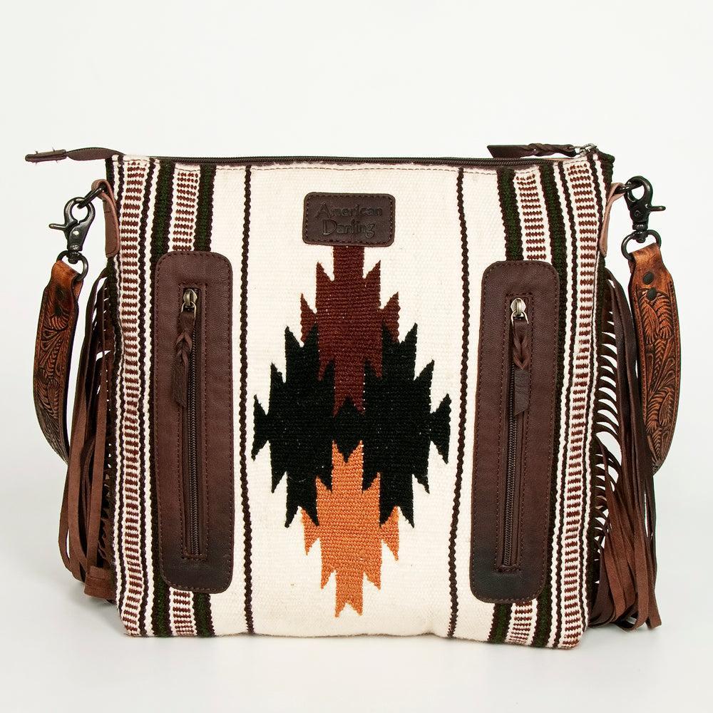 American Darling Hand-Tooled Saddle Blanket Leather Crossbody Bag