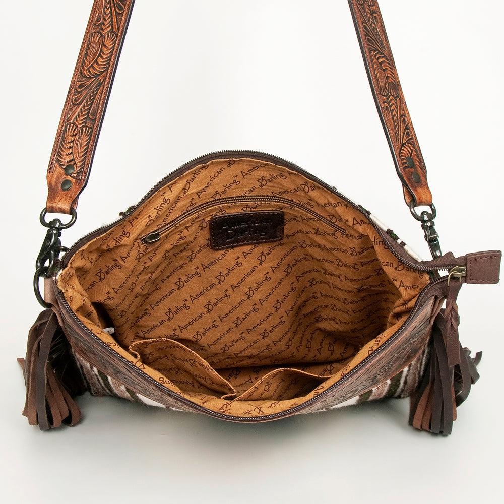American Darling Hand-Tooled Saddle Blanket Leather Crossbody Bag