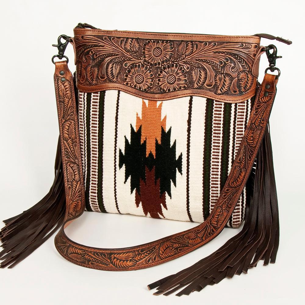 American Darling Hand-Tooled Saddle Blanket Leather Crossbody Bag