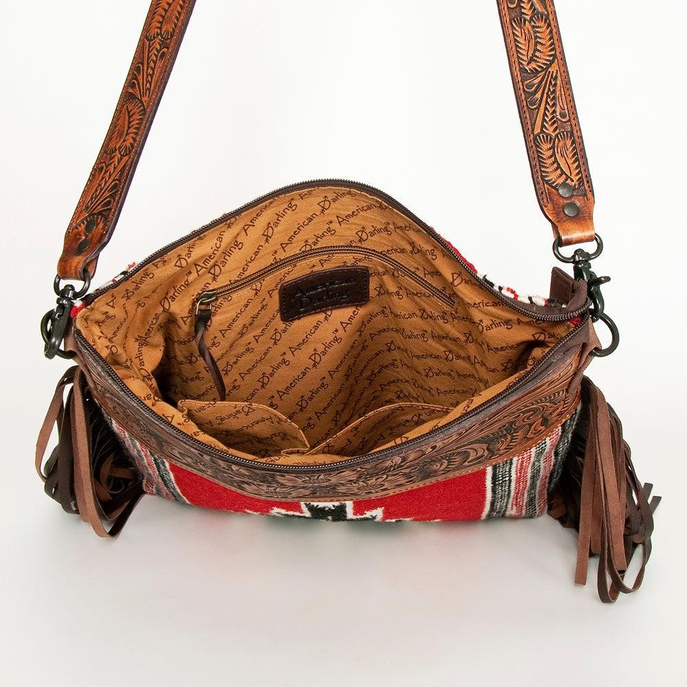 American Darling Hand-Tooled Saddle Blanket Leather Crossbody Bag