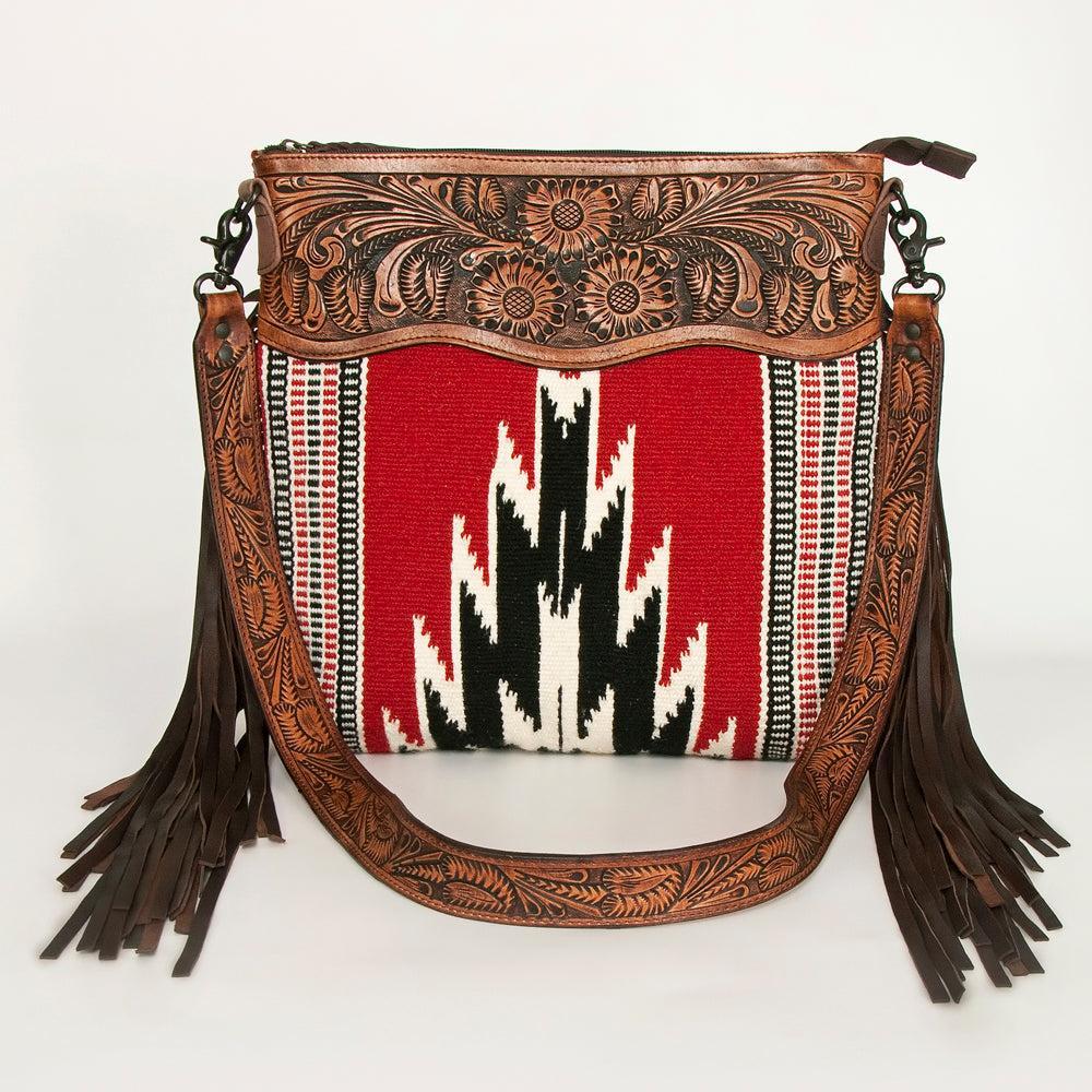 American Darling Hand-Tooled Saddle Blanket Leather Crossbody Bag